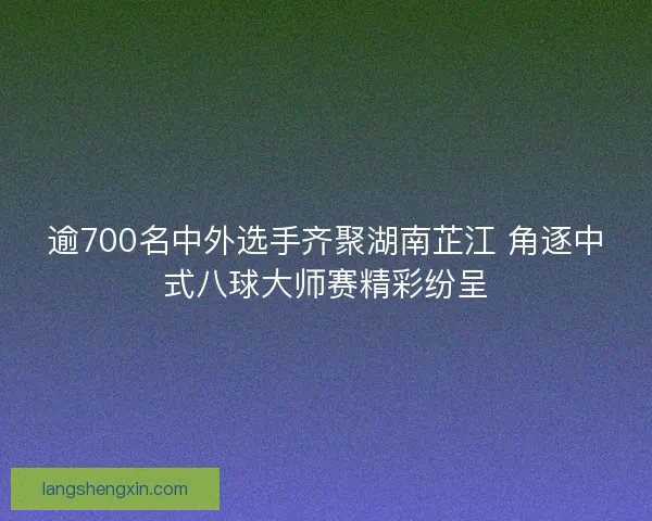 逾700名中外选手齐聚湖南芷江 角逐中式八球大师赛精彩纷呈